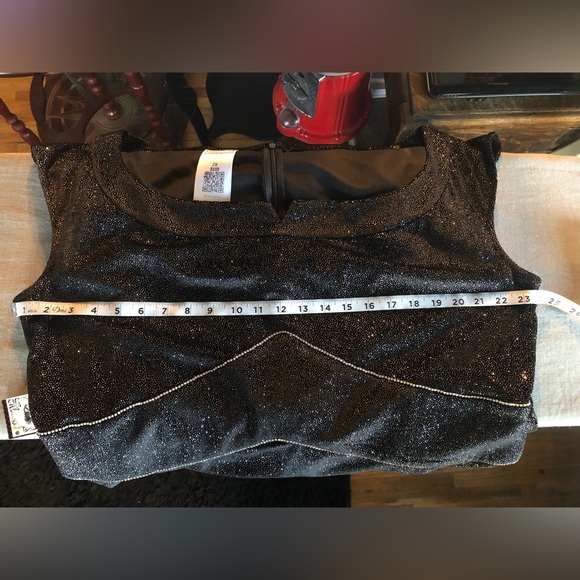 Art Deco Velvet Glitter Gown Black - Picture 11 of 12